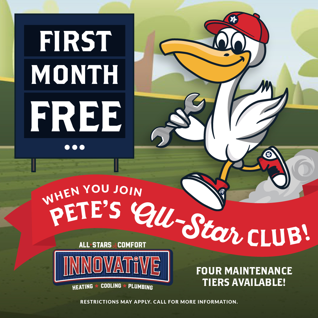 First month Free whe you join Pete's all star club. Coupon. Innovative Air Solutions.